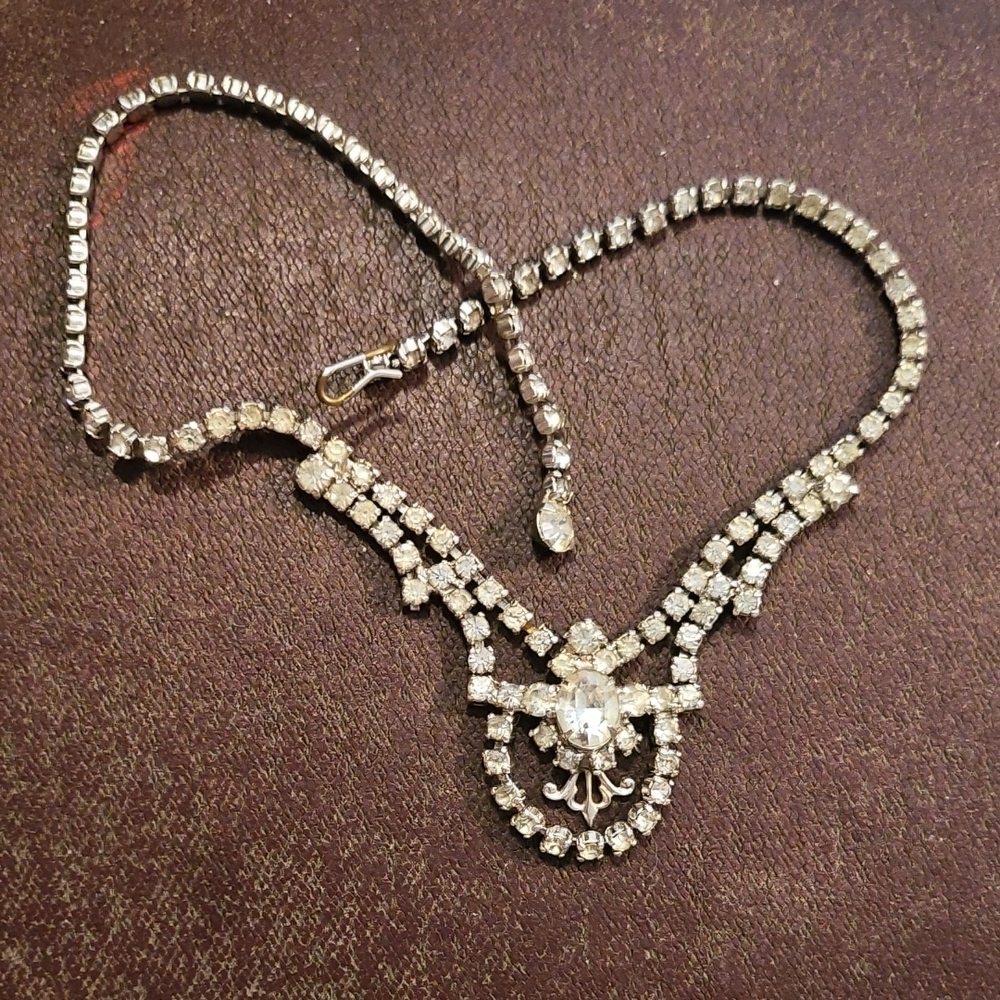 Rhinestone Statement Necklace - Silver-Tone Sparkle